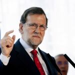 El presidente del Gobierno, Mariano Rajoy, durante su intervención en un almuerzo en Badajoz