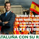 La concentración se ha convocado a las diez de la mañana junto a la Fuente de Canaletas con los lemas "Cataluña con su Rey"en castellano y "Catalunya amb Felip VI"en catalán. Foto: Unión Monárquica de España