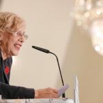 Manuela Carmena fue ayer protagonista de un desayuno informativo