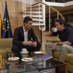 Pedro Sánchez y Pablo Iglesias, durante su encuentro