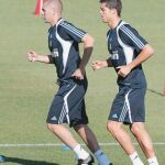 Benzema y Cristiano Ronaldo, en un entrenamiento