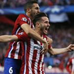 Saúl celebra su gol ante el Bayern de Múnich hoy en el Vicente Calderón.