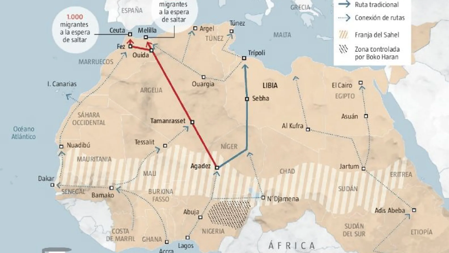 Cerca de Ceuta hay unos mil subsaharianos listos para entrar, pero no esperan en campamentos, sino en ciudades como Tetuán