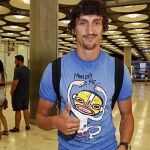 Stefan Savic, a su llegada al aeropuerto Adolfo Suárez-Barajas