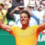 Rafa celebra la victoria ante Dominik Thiem en los cuartos de final de Montecarlo