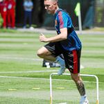Iago Aspas, durante el entrenamiento de ayer en Krasnodar
