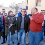 La ministra García Tejerina, junto a Pablo Casado, Sebastián González y Antolín Sanz, en un acto de campaña en Arévalo