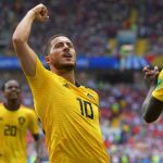 El belga Eden Hazard celebra el 4-1 de su equipo ante Túnez. Efe