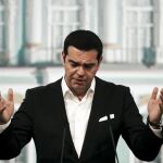 El primer ministro griego, Alexis Tsipras, en San Petersburgo