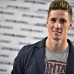 Fernando Torres, delantero del Atlético de Madrid, durante la presentación de la nueva campaña de una marca de ropa hoy en Madrid