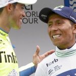 Contador felicitó al colombiano Nairo Quintana al concluir la prueba