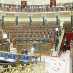 PSOE y ERC sellaron un acuerdo para impulsar una tasa sobre la banca. En la imagen, aspecto que ofrecía ayer la Cámara Baja, semivacía