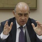 El titular de Interior, Jorge Fernández Díaz, durante su comparecencia hoy en el Congreso