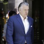 El ex tesorero del Partido Popular Luis Bárcenas a su salida de la Audiencia Nacional, donde periódicamente tiene la obligación de presentarse
