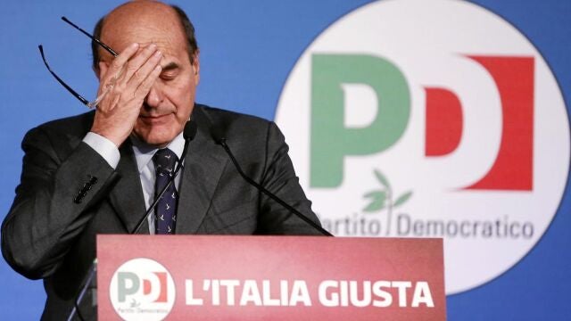 Bersani, ayer, durante su primera comparecencia tras la pírrica victoria