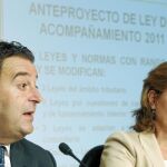El conseller de Economía, Gerardo Camps, y la portavoz del Consell, Paula Sánchez de León