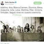Tuit de Pedro Sánchez sobre «Las trece rosas»
