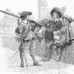 D’Artagnan, junto a sus compañeros en una ilustración del siglo XIX