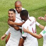 Cristiano Ronaldo celebra su primer gol frente a Marruecos/Foto: Efe