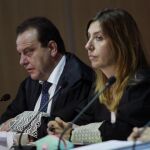 Los fiscales anticorrupción Pedro Horrach y Ana Lamas durante el juicio del caso Nóos.