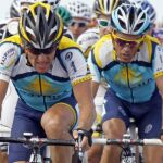 Lance Armstrong y Alberto Contador cuando eran compañeros en el Astana en 2009