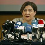 Ada Colau, durante la rueda de prensa que ha ofrecido hoy su formación.