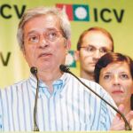 Saura, ayer, tras la reunión del consejo nacional de ICV, que se celebró en Sant Adrià del Besòs