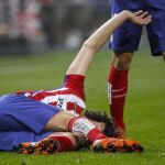 Tiago tras lesionarse.