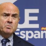 El ministro de Economía español, Luis de Guindos, tras la reunión de ministros de Economía y Finanzas de la Unión Europea (Ecofin).