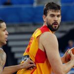 Marc Gasol, en una imagen del Eurobastker 2013 con la camiseta de la selección española.