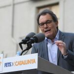 El expresidente de la Generalitat Artur Mas, durante su intervención en un mitin de CDC.