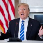 El presidente de los Estados Unidos, Donald Trump, ofrece una rueda de prensa para hablar sobre su nuevo plan de infraestructuras/Efe
