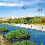 Uno de los proyectos del concurso de ideas para la playa de Madrid Río
