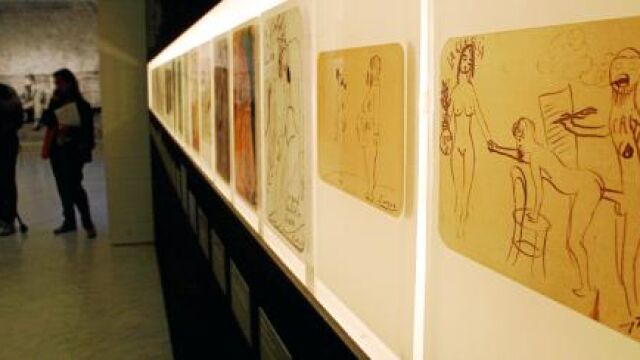 Una de las salas de la exposición, con la última de las composiciones que Picasso dedicó a Rusiñol
