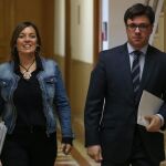 La portavoz Milagros Marcos y Alejandro Salgado, antes de explicar los acuerdos del Consejo de Gobierno