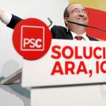 El candidato del PSC, Miquel Iceta, ayer, durante un mitin en Vilanova i la Geltrú