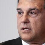 Laporta, emocionado ayer en el Camp Nou