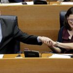 El president de la Generalitat, Ximo Puig, junto a la vicepresidenta, Monica Oltra.