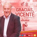 Rajoy y los internacionales de España muestran su agradecimiento a Del Bosque en las redes