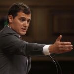 El líder de Ciudadanos, Albert Rivera, durante su intervención en el pleno del Congreso