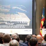 El presidente de la Generalitat, Ximo Puig, en el acto de ayer en el Puerto de Valencia