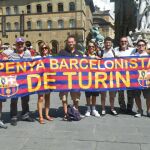 Integrantes de la peña culé de Turín