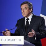 François Fillon, durante una rueda de prensa en París, en la que ha anunciado que no se retira de la carrera electoral.