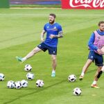 Los internacionales islandeses se entrenaron ayer en el estadio de Saint Dennis