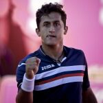 Nicolas Almagro celebra la victoria ante Kyrgios, en el partido de ayer