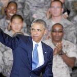Barack Obama, durante un encuentro con militares estadounidenses