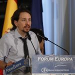Pablo Iglesias, en un desayuno informativo de la tribuna Fórum Europa