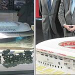 Maqueta del nuevo Bernabéu. El hotel no podrá levantarse en La Castellana. El Atlético de Madrid podrá disfrutar de La Peineta en propiedad