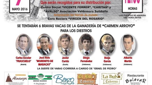 Cartel del I Tentadero público benéfico que realiza Valdemoro