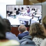 Francisco Granados, durante su comparecencia por videoconferencia desde la cárcel de Estremera el pasado 3 de junio.